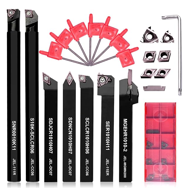Donken Jeu d'outils de tour à plaquettes, queue 10 mm, 21 pièces, photographie du produit